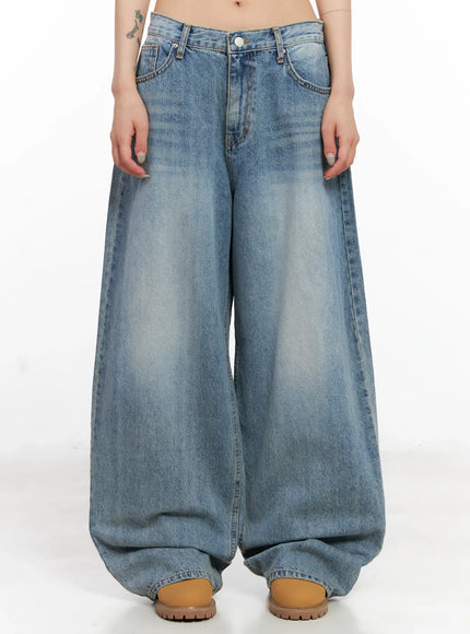 koko-vintage-wash-baggy-jeans-cl528 / Blue