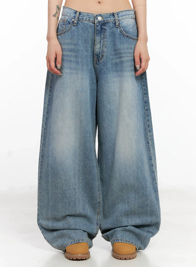 koko-vintage-wash-baggy-jeans-cl528 / Blue