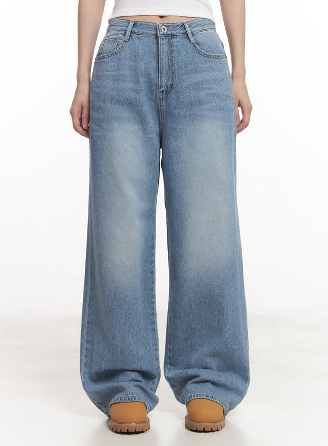 abi-washed-wide-leg-jeans-ca525 / Blue