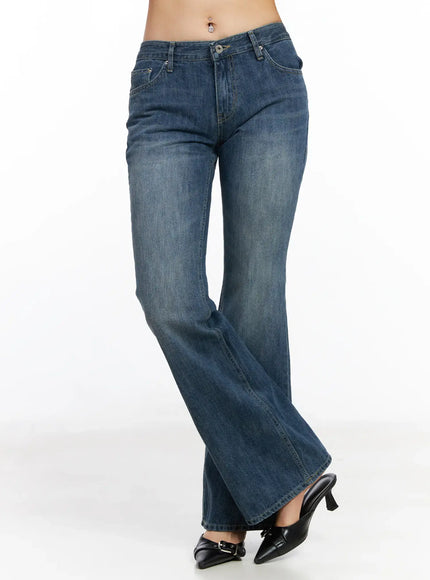 lilia-studded-bootcut-jeans-cf504 / Blue