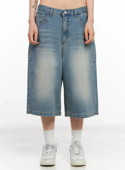washed-big-pocket-denim-jorts-cl525 / Blue