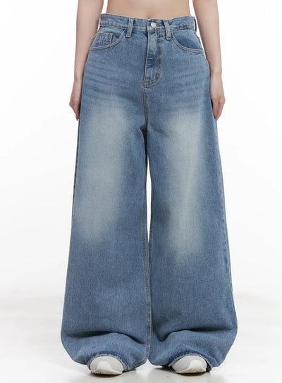 hyorin-washed-wide-leg-jeans-cu523 / Blue