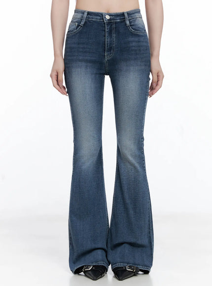 ju-flare-hip-pad-washed-jeans-cg529 / Blue