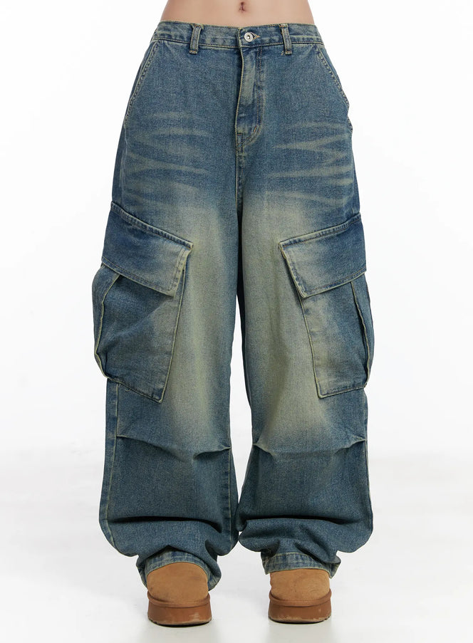 jake-wide-leg-cargo-jeans-cj515 / Blue
