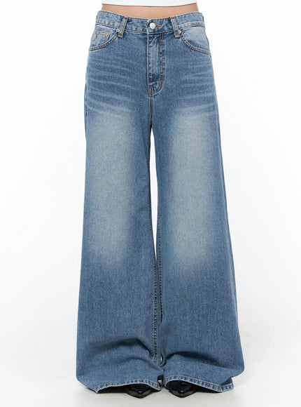 elsie-wide-leg-washed-jeans-cu501 / Blue