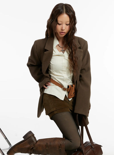 modern-quilted-statement-blazer-cd517 / Brown