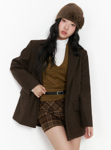 oversized-wool-blazer-cn514 / Brown