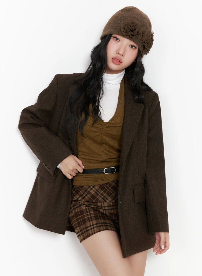 oversized-wool-blazer-cn514 / Brown