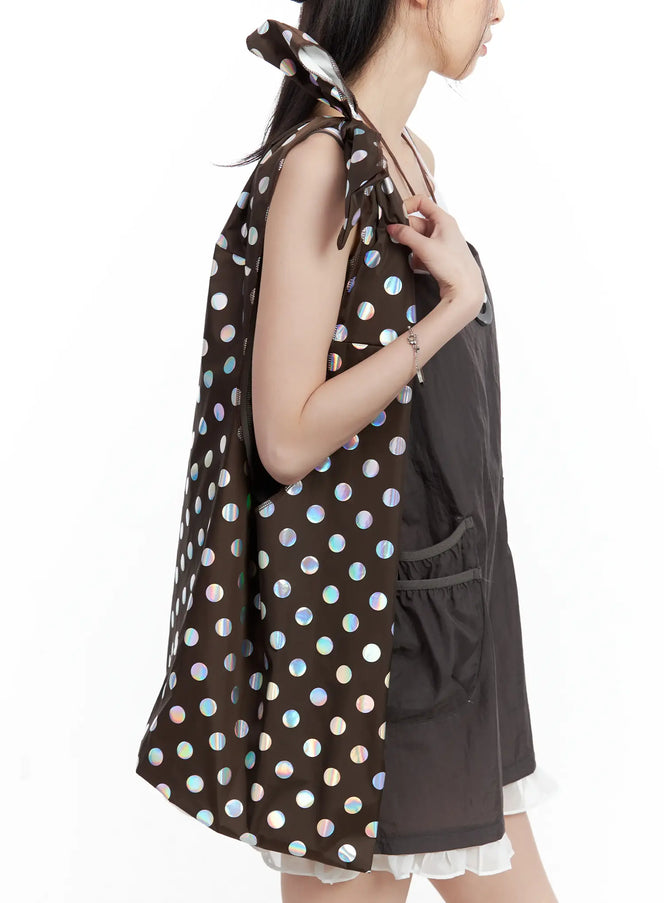 polka-dot-summer-ribbon-shoulder-bag-cu530 / Brown