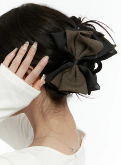 double-bow-claw-clip-cd514 / Brown