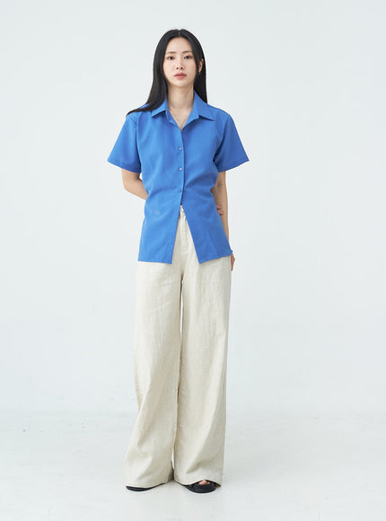 Linen Wide Leg Boot-Cut Pants OU20