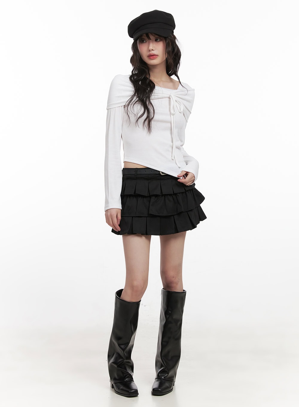 ruffle-pleated-mini-skirt-cj523