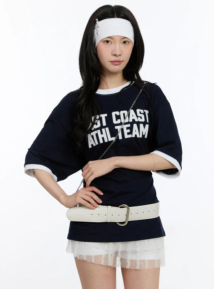 oversized-graphic-ringer-tee-ca507 / Dark blue