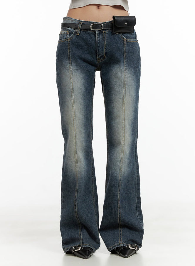 low-rise-front-seam-bootcut-jeans-cl417 / Dark blue