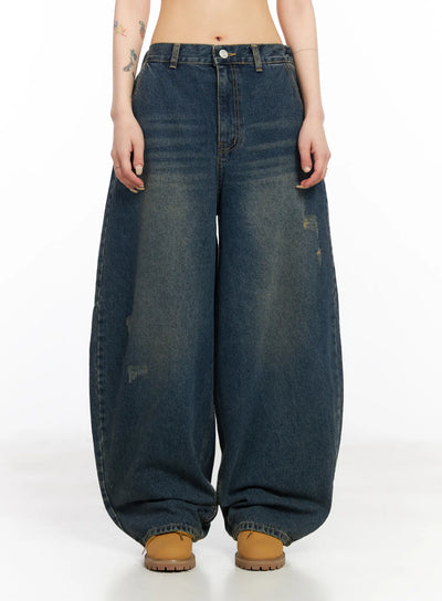 katerina-high-waisted-baggy-jeans-cm516 / Dark blue