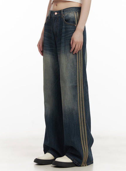 Daisee Striped Wide-Leg Jeans CF518