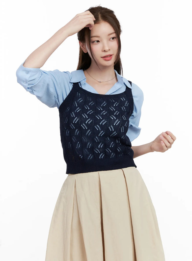 sleeveless-knit-tank-top-cl524 / Dark blue