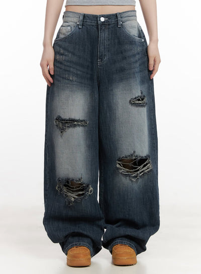 alison-destroyed-baggy-jeans-cj523 / Dark blue