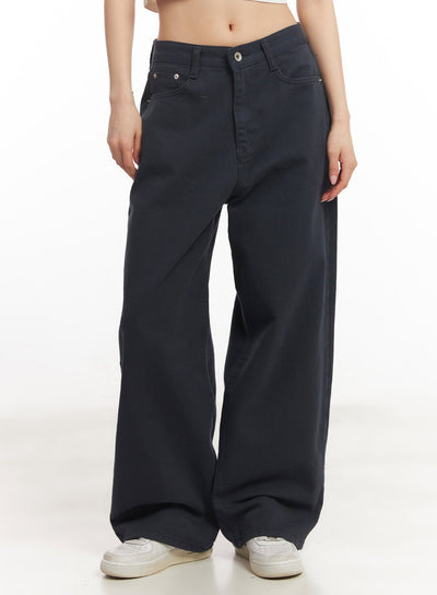 essential-cotton-wide-leg-pants-ca503 / Dark blue