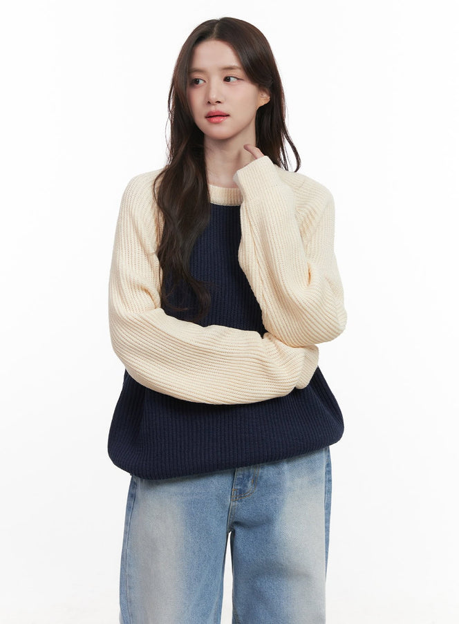 Cozy Knit Contrast Sweater CJ514