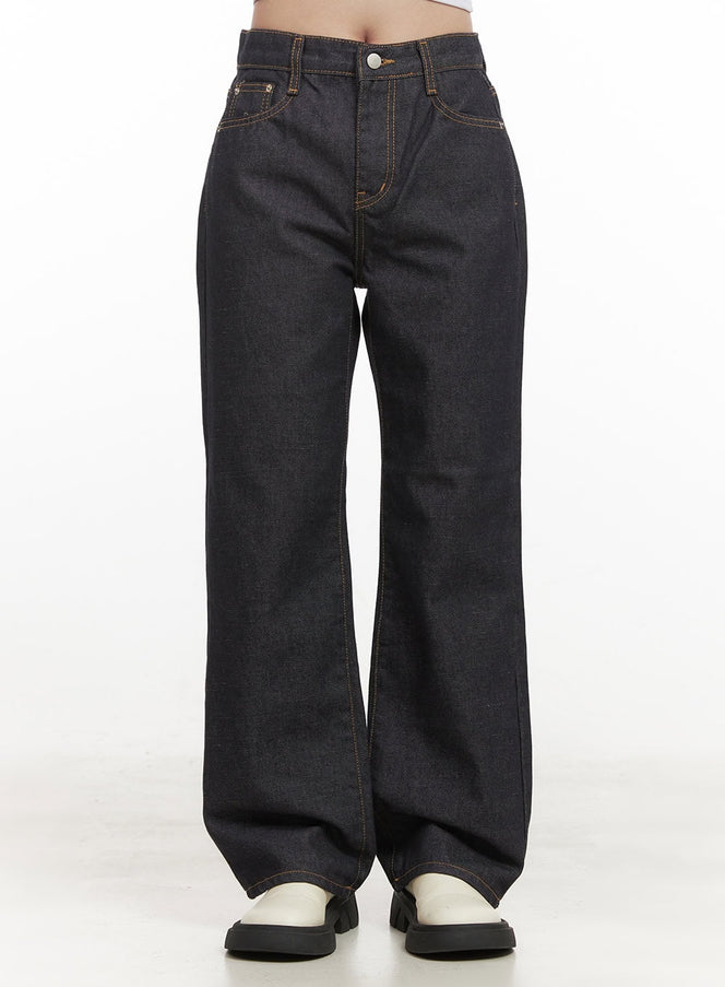 kristy-stitched-wide-leg-jeans-cj515 / Dark blue