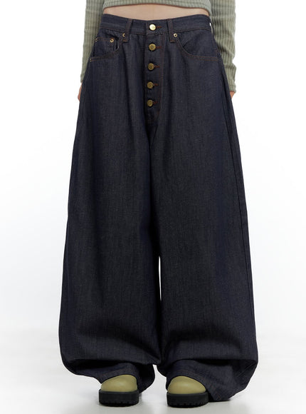 etta-buttoned-non-fade-denim-jeans-cs420 / Dark blue