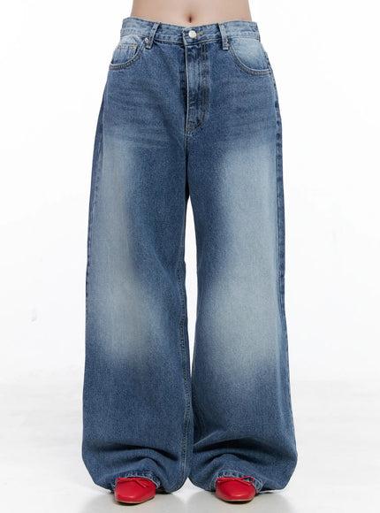 emer-wide-leg-washed-jeans-cs519 / Dark blue