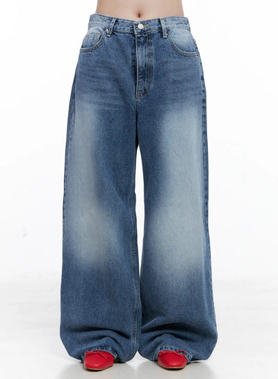 emer-wide-leg-washed-jeans-cs519 / Dark blue
