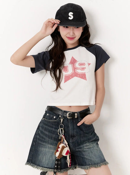 vintage-graphic-crop-tee-cl531 / Dark blue