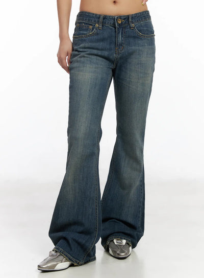reah-loose-fit-flared-bootcut-jeans-cm520 / Dark blue