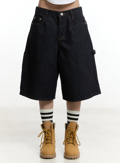 carpenter-denim-wide-leg-jorts-cy501 / Dark blue