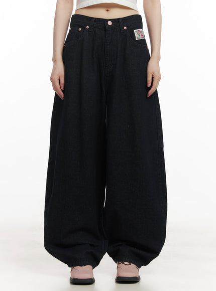 dory-embroidered-baggy-jeans-cf518 / Dark blue