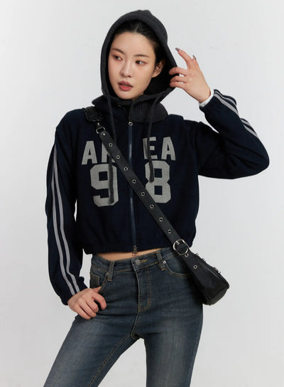slim-fit-graphic-fleece-zip-up-cd509 / Dark blue