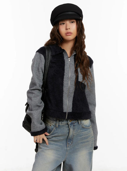 cozy-pocket-collar-fleece-zip-up-cd517 / Dark blue