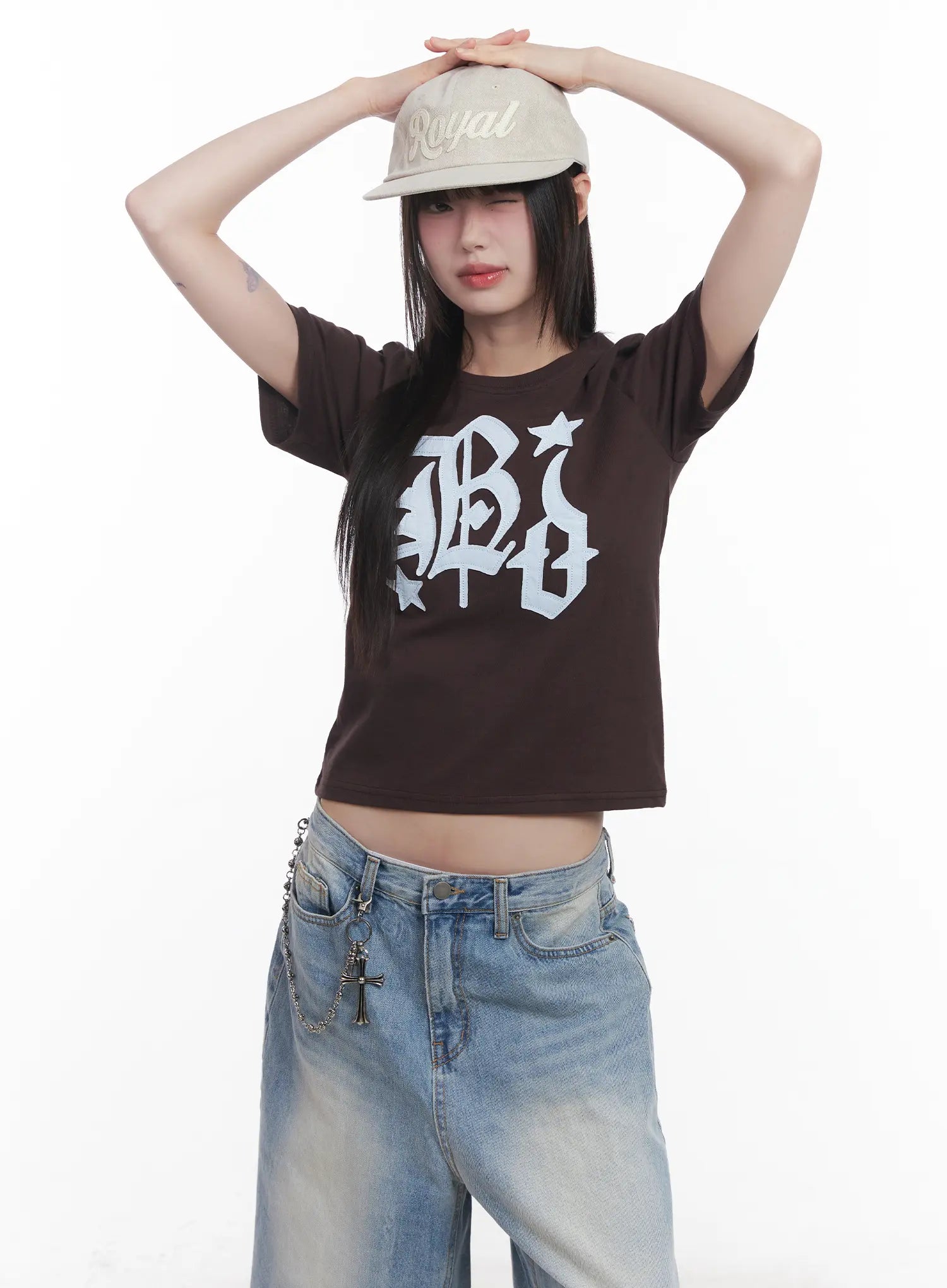 graphic-patch-tee-cu519 / Dark brown