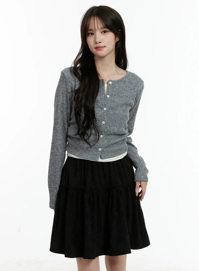 fleece-lined-layered-long-sleeve-top-cd514 / Dark gray