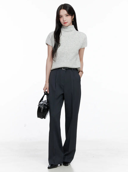 pintuck-tailored-trousers-cs523 / Dark gray