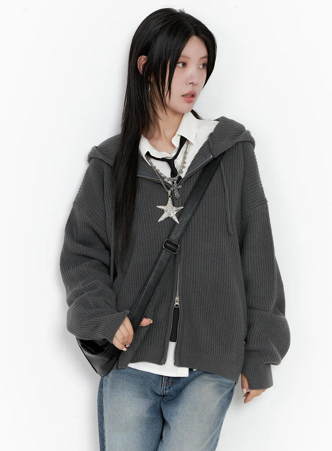 knit-zip-up-hoodie-cs510 / Dark gray