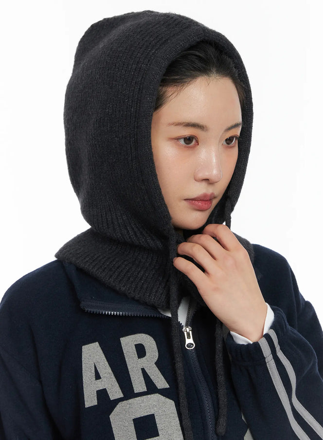 knit-button-balaclava-cd509 / Dark gray