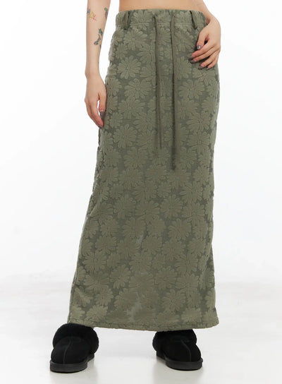 floral-maxi-skirt-cn528 / Dark green