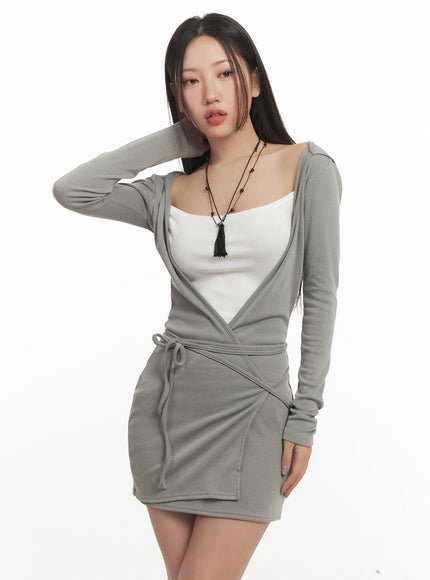 Wrap Hooded Mini Dress CF520