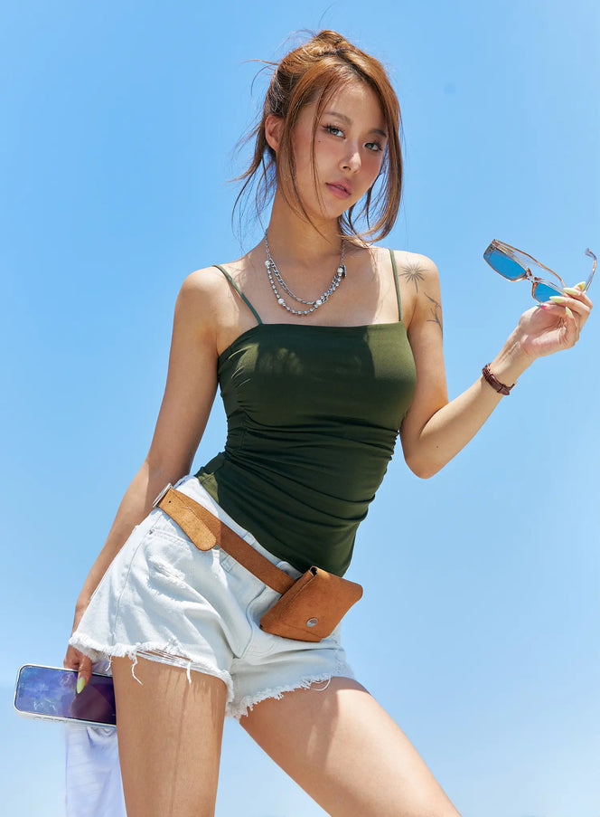 chic-built-in-bra-tank-cu501 / Dark green