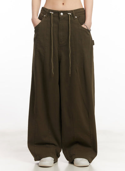 wide-leg-cargo-pants-ca514 / Dark green