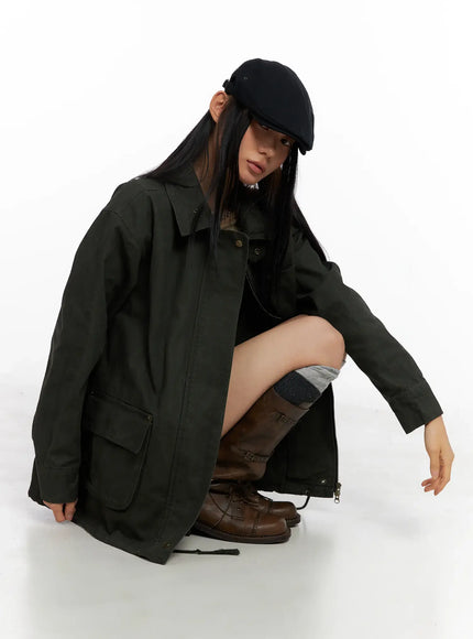 oversized-vintage-coat-co529 / Dark green
