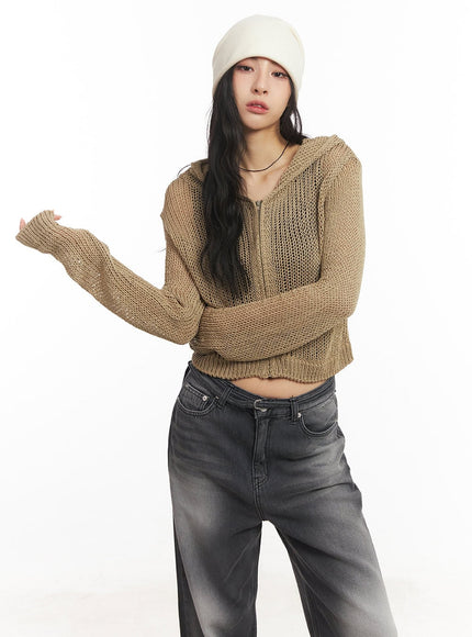 Mesh Zip-Up Hooded Jacket CA504