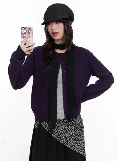 wool-blend-u-neck-cardigan-cn511 / Dark purple