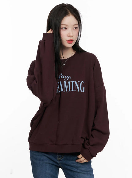 oversized-lettering-sweatshirt-cn504 / Dark purple
