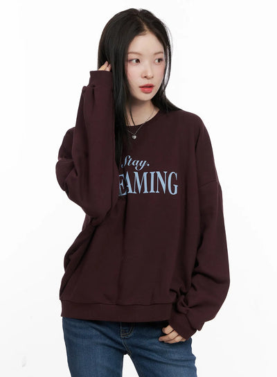 oversized-lettering-sweatshirt-cn504 / Dark purple