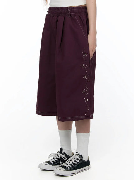 studded-bermuda-shorts-ca522 / Dark red