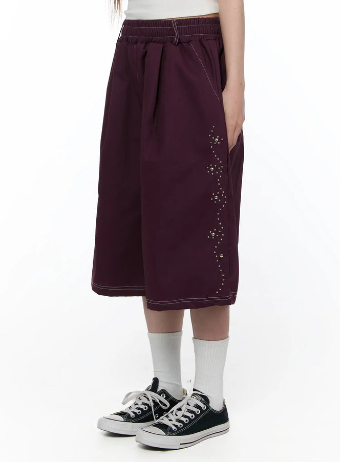 studded-bermuda-shorts-ca522 / Dark red